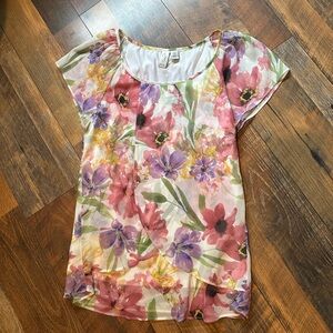 Joie Floral Blouse in Pink, Purple, and Yellow